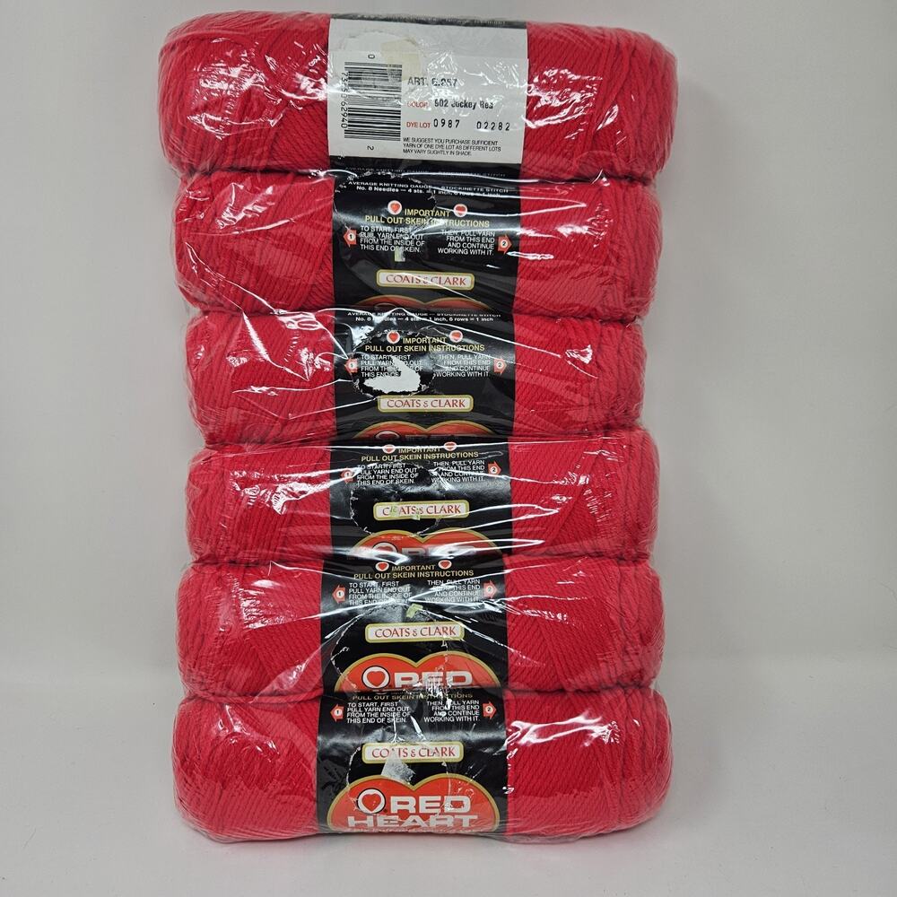 Red Heart Premier Yarn 902 Red Lot of 6 Acrylic 4 ply 3.5 oz YRH